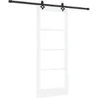 vidaXL Schiebetür Weiß 83 x 202 cm Massivholz Kiefer und Glas