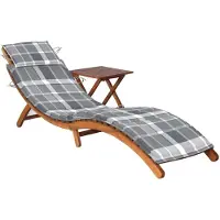 Helloshop26 - Sonnenliege Deckstuhl Sonnenbett Gartenbett Terrassenmöbel mit Tisch und Kissen Akazienholz 02_0012620