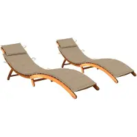 Helloshop26 - Set aus 2 Sonnenliegen Deckstühlen Sonnenbetten Gartenbetten Terrassenmöbeln mit Kissen massives Akazienholz