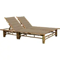 Helloshop26 - Sonnenliege Deckstuhl Sonnenbett Gartenbett Terrassenmöbel für 2 Personen mit Bambuskissen 02_0012908