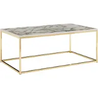 Wohnling Couchtisch "Cixi" aus Tischplatte: foliertes MDF (mit Polyresin-Beschichtung) Gestell: lackierter Stahl in Weiß. Abmessungen (B/H/T) 100x40x60 cm