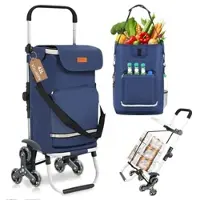 Sekey 3-in-1 Faltbarer Einkaufstrolley Treppensteiger mit Kühlfach und Spanngurt Blau