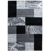 KADIMA DESIGN Teppich Kurzflor Abstrakt-Karo Modern Waschbar Strapazierfähig Esszimmer Flur OEKO-TEX Schwarz 160x230 cm Gekettelt – DRAU von