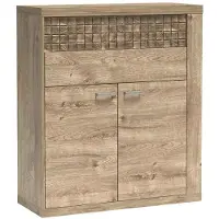 Masseno Kommode YASUO 102 cm Sideboard mit Schubladen und 2 Türen für Wohnzimmer Schlafzimmer Modern 102x40,5x118,5 cm Eichefarben