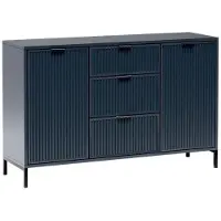 Masseno Kommode ZIGO 135 cm Sideboard mit 3 Schubladen und 2 Türen für Wohnzimmer Schlafzimmer Modern 135x40,6x86 cm Blau