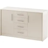 Masseno Kommode KALISTA 140 cm Sideboard mit 4 Schubladen und 2 Türen für Wohnzimmer Schlafzimmer Modern 140x45x83 cm Beige