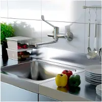 Markenlos Medizinische Hygienearmatur für die Küche, Wandarmatur mit langem Hebel zur Ellenbogenbedienung, geeignet für Klinik, Arztpraxis, Labor und Werkstatt