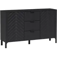 Masseno Kommode ALICANTE 153 cm Sideboard mit 3 Schubladen und 2 Türen für Wohnzimmer Schlafzimmer Modern 153x40,5x95 cm Schwarz