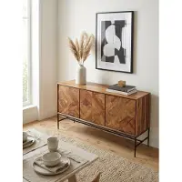 KADIMA DESIGN Sideboard 123x70x45 cm Sheesham Massivholz / Metall Anrichte mit Türen, Industrial Kommode Kommodenschrank Holz Modern, Standschrank Wohnzimmer