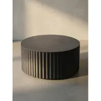 KADIMA DESIGN Runder Sofatisch mit Wellen-Muster, Couchtisch Metall Schwarz. 67x67x31 cm |