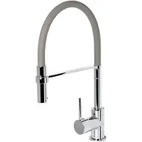 Markenlos Einhebelarmatur für Spültische - Robuster Druckgusskörper - grau / verchromt - 360° schwenkbarer Silikon-Auslauf - Mit Brause-Arretierung