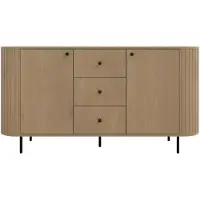 Masseno Kommode BOLLA 164,4 cm Sideboard mit 3 Schubladen und 2 Türen für Wohnzimmer Schlafzimmer Modern 164,4x42,3x85,4 cm Eichefarben