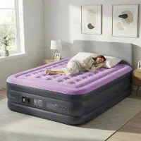 FCH Luftmatratze mit eingebauter Pumpe,203 x 153 x 45CM Blow-up-Matratze mit weicher stromfleischiger Oberseite, Aufblasbarer Mattress,Lila