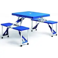 OEM Klappbarer Aluminium Campingtisch mit Sitzplätzen und Sonnenschirmhalter ideal für Camping