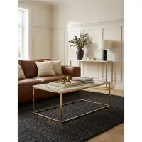 KADIMA DESIGN Couchtisch 100x60x40 cm mit Marmor Optik Weiß / Gold, Wohnzimmertisch mit Metall-Gestell, Sofatisch Eckig Tisch Wohnzimmer, Beistelltisch