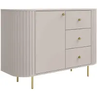 Masseno Kommode BOLLA 123 cm Sideboard mit 3 Schubladen und 1 Türen für Wohnzimmer Schlafzimmer Modern 123x42,3x85,4 cm Beige