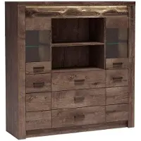 Masseno Kommode ZERI 137 cm Sideboard mit 3 Schubladen und 4 Türen für Wohnzimmer Schlafzimmer Modern 137x42x141,5 cm Braun