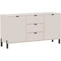 Masseno Kommode MINO 160 cm Sideboard mit 3 Schubladen und 2 Türen für Wohnzimmer Schlafzimmer Modern 160x45x85,5 cm Beige