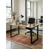 KADIMA DESIGN Schreibtisch Eiche-Nachbildung / Schwarz 120x60x76 cm Design Computertisch, Homeoffice Bürotisch Klein Hell, Laptoptisch Arbeitszimmer mit Metallbeine