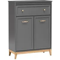Masseno Kommode SUOLO 92 cm Sideboard mit 1 Schubladen und 2 Türen für Wohnzimmer Schlafzimmer Modern 92x40,5x125,5 cm Grau