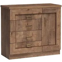 Masseno Kommode UDINE 100 cm Sideboard mit 4 Schubladen und 1 Türen für Wohnzimmer Schlafzimmer Modern 100x40x90 cm Braun