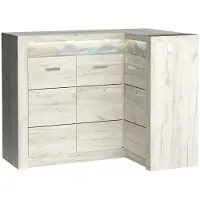 Masseno Kommode ZERI 131 cm Sideboard mit Schubladen und 3 Türen für Wohnzimmer Schlafzimmer Modern 131x42x103,5 cm Eiche Bianco