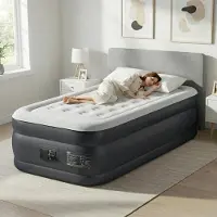 FCH Luftmatratze mit eingebauter Pumpe,190 x 99 x 45CM Blow-up-Matratze mit weicher stromfleischiger Oberseite, Aufblasbarer Mattress,grau