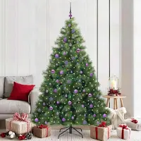 vidaXL Eleganten-Stil Künstlicher Weihnachtsbaum mit 300 LEDs Grün 210 cm PE und PVC DE1486634