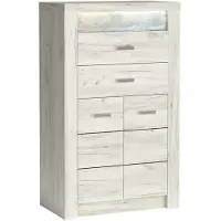 Masseno Kommode ZERI 76 cm Sideboard mit 2 Schubladen und 2 Türen für Wohnzimmer Schlafzimmer Modern 76x42x127 cm Eiche Bianco