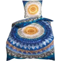 TRAUMSCHLAF Mako-Satin Bettwäsche Orient Dream blau 135x200 cm + 80x80 cm