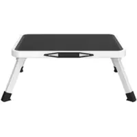 Wellhome - 1-stufiger, klappbarer, rutschfester Metallhocker in Schwarz und Weiß, 46 x 32,5 x 17 cm