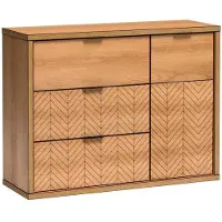 Masseno Kommode CARINI 117,5 cm Sideboard mit 3 Schubladen und 1 Türen für Wohnzimmer Schlafzimmer Modern 117,5x40,6x90 cm Eichefarben