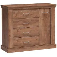 Masseno Kommode DESIO 114 cm Sideboard mit 4 Schubladen und 1 Türen für Wohnzimmer Schlafzimmer Modern 114x42x95,5 cm Braun