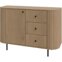 Masseno Kommode BOLLA 123 cm Sideboard mit 3 Schubladen und 1 Türen für Wohnzimmer Schlafzimmer Modern 123x42,3x85,4 cm Eichefarben