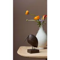 Warm Nordic Beak Bird Lazy Snipe, Eiche dunkel, 15,5 cm , Beak Bird Lazy Snipe, Holz, für Wohnzimmer, Holz, Skandinavisch