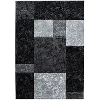 KADIMA DESIGN Teppich Schlafzimmer Karo Elegant Waschbar Strapazierfähig Wohnzimmer Esszimmer Pflegeleicht Schwarz 120x170 cm – MONZA von