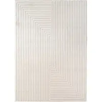 KADIMA DESIGN In- & Outdoor-Teppich Skandinavischer 3D-Design Pflegeleicht Waschbar Strapazierfähig | Creme 200x290 cm Balkon Terrasse | ENGADIN –