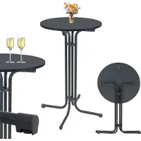 TRUTZHOLM Stehtisch Klappbar Durchmesser 70 cm Höhe 110 cm Stahl Anthrazit