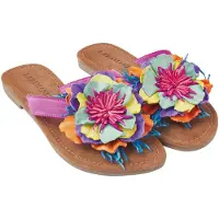 Lazamani Pantoletten Damen Multi Leder