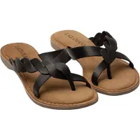 Lazamani Avi Damen Leder-Zehentrenner Black Größe 38