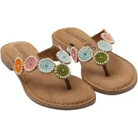 Lazamani Pantoletten Damen Multi Leder