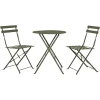 Ebuy24 Grünes Café-Set aus Stahl für 2 Personen, Tisch 60x60 cm, Stühle 80 cm hoch