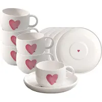 Villeroy & Boch Tasse "Espressotassen mit Untertassen With Love 60 ml 6er Set weiß", weiß, B:12cm H:6,7cm Ø:12cm, Porzellan, LIKE. BY , Trinkgefäße, Tasse, Spülmaschinenfest, Mikrowellensicher