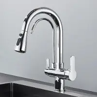 OEM Filterwasserhahn - Kein Schmutziges Wasser - Mit Ausziehbarem Doppelgriff - Heiß und Kaltes Trinkwasser - Wasserfilter - Chrom