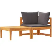 vidaXL 2-tlg. Garten-Lounge-Set mit Dunkelgrauen Kissen Akazienholz