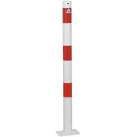 SCHAKE Absperrpfosten aus Stahlrohr verzinkt Ø42x2,5mm mit aufgeschweißter Stahlkappe 900mm Überflur für Dübelbefestigung 100x150mm 1 Öse
