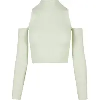Urban Classics Rundhalspullover "Damen Ladies Rib Knit Cut Out Sleeve Longsleeve" 1 Stk.