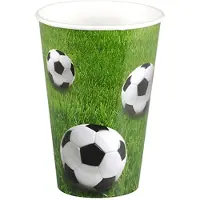 Papstar Pappbecher „Football“, Inhalt 0,2 l, nur für nichtalkoholische Getränke, FSC-zertifiziert, Ø 70 x H 97 mm, mehrfarbig bedruckt, 140 Stück