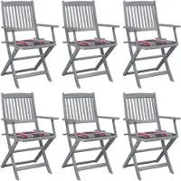 vidaXL Klappbare Gartenstühle 6 Stk. mit Kissen Massivholz Akazie