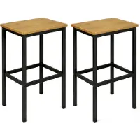 Begryf Barhocker 2er Set 65 cm Eichefarben 40x30 cm, schwarzes Metallgestell, Küchenhocker